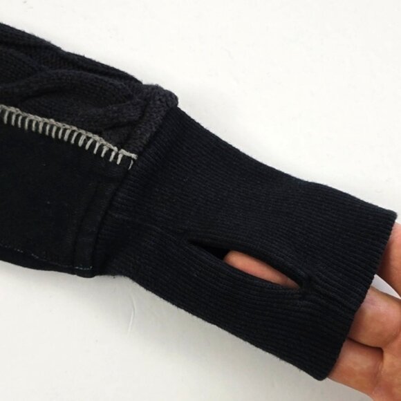 Lululemon Scuba Hoodie Black Full Zip Black Teal Cable Knit Fleece Lined Size 4 - Picture 9 of 15